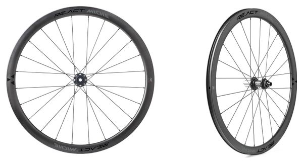 Pair of Miche RE.ACT DX 38-38 Tubeless 700 Disc Wheels | 12x100mm | 12x142mm | Centerlock