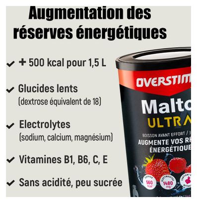 Boisson maltodextrine Overstims Malto Ultra Fruits rouges - 450g