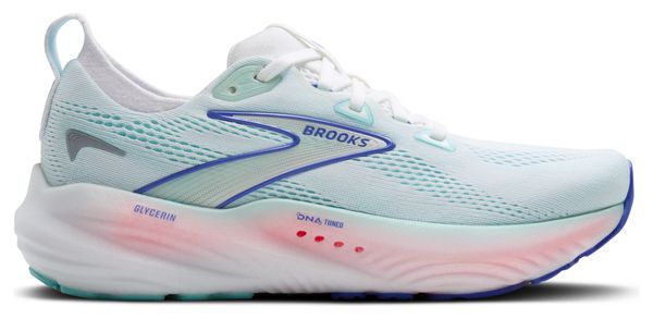 Chaussures Running Brooks Glycerin 22 Blanc/Bleu/Rose Femme