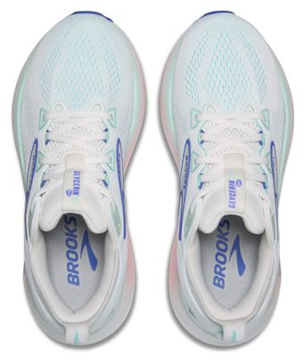Chaussures Running Brooks Glycerin 22 Blanc/Bleu/Rose Femme