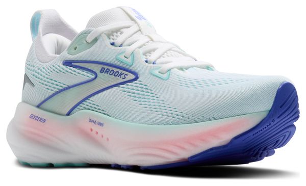 Chaussures Running Brooks Glycerin 22 Blanc/Bleu/Rose Femme