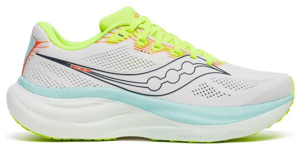 Saucony Ride 19 Running Shoes, White/Yellow/Blue, Women's