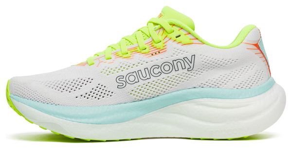Saucony Ride 19 Running Shoes, White/Yellow/Blue, Women's