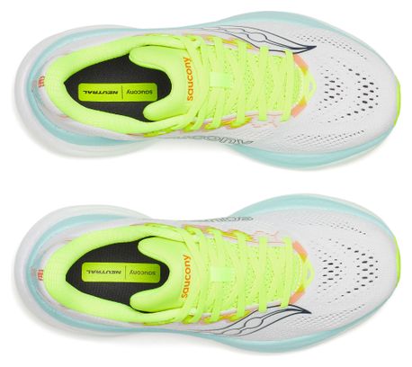 Saucony Ride 19 Running Shoes, White/Yellow/Blue, Women's