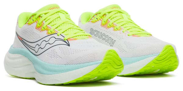 Saucony Ride 19 Running Shoes, White/Yellow/Blue, Women's