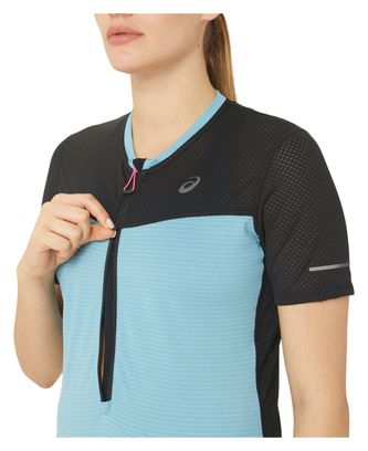 Asics Women's Fujitrail Run Black Blue Short-sleeved Jersey