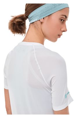 Camiseta de manga corta Compressport Trail Racing blanca para mujer