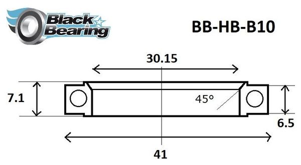 Black bearing - B10 - Roulement de jeu de direction 30.15 x 41 x 6.5 / 7.1 mm 45/90°