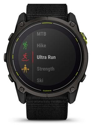 Montre GPS Garmin Enduro 3 Titane Carbon Gray DLC avec Bracelet UltraFit en Nylon Noir