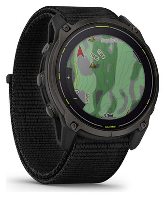 Montre GPS Garmin Enduro 3 Titane Carbon Gray DLC avec Bracelet UltraFit en Nylon Noir