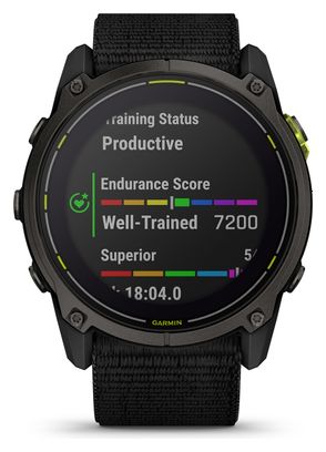 Montre GPS Garmin Enduro 3 Titane Carbon Gray DLC avec Bracelet UltraFit en Nylon Noir