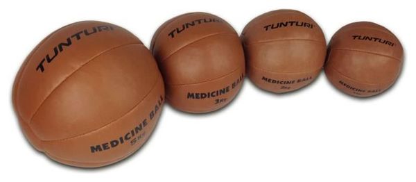 TUNTURI Balle de médecine / Ballon médicinal / Medicine ball en cuir synthétique 2kg marron