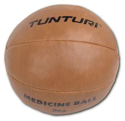 TUNTURI Balle de médecine / Ballon médicinal / Medicine ball en cuir synthétique 2kg marron