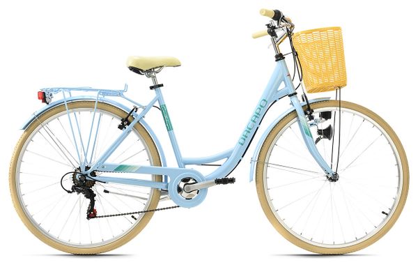 Vélo de ville femme 28'' Cantaloupe bleu avec panier TC 48 cm Dacapo