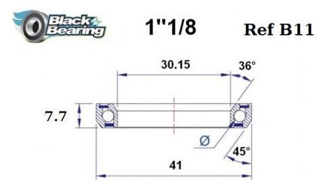 Black bearing - B11 - Roulement de jeu de direction 30.15 x 41 x 6.5 / 7.7 mm 36/45°