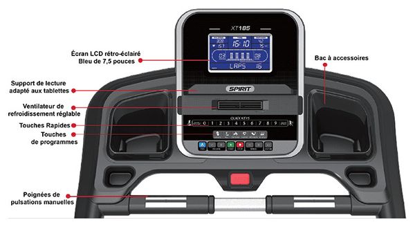 Tapis de course Motorisé 16KM/H XT185 - Spirit Fitness