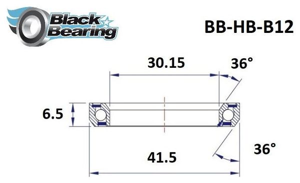 Black bearing - B12 - Roulement de jeu de direction 30.15 x 41.5 x 6.5 mm 36/36°