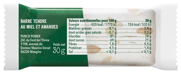 Présentoir de 24 barres bionougat Punch Power – 30g