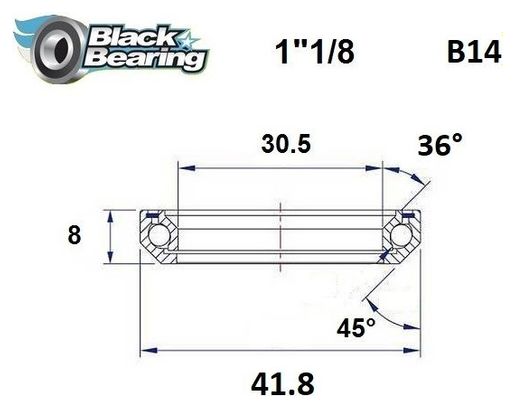 Roulement de Direction Black Bearing B14 30.5 x 41 8 x 8 mm 36°/45