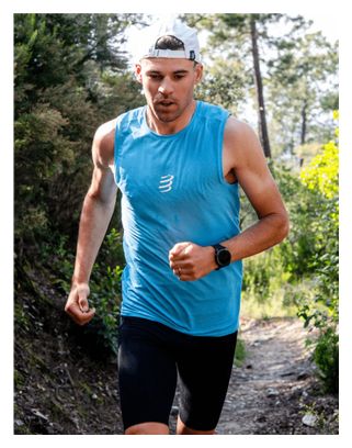 Camiseta sin mangas Compressport Trail Racing azul para hombre