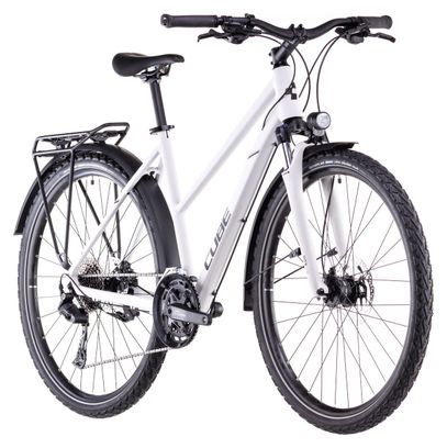 Cube Nature Pro Allroad Trapezio Bicicletta ibrida Shimano Cues 10S 700 mm Cotone Bianco Grigio 2025