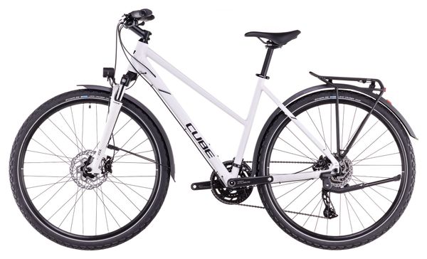 Cube Nature Pro Allroad Trapezio Bicicletta ibrida Shimano Cues 10S 700 mm Cotone Bianco Grigio 2025