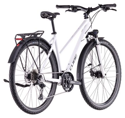 Cube Nature Pro Allroad Trapezio Bicicletta ibrida Shimano Cues 10S 700 mm Cotone Bianco Grigio 2025