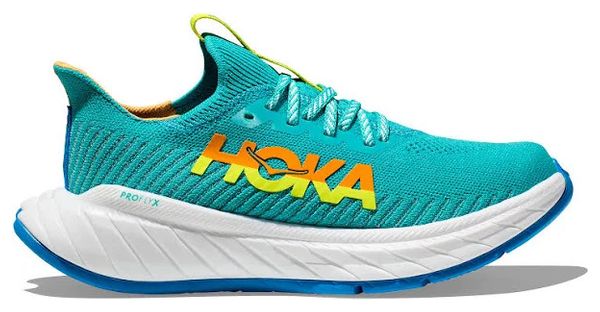 Chaussures de Running Hoka Carbon X 3 Bleu Vert Jaune