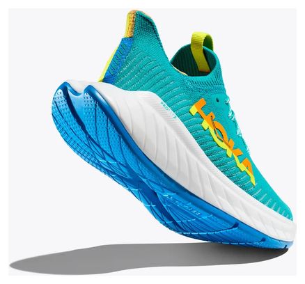 Hoka Carbon X 3 Blue Green Yellow Running Shoes