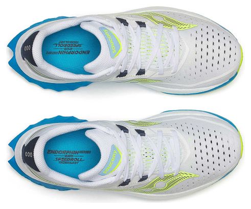 Saucony Endorphin Speed 4 Hardloopschoenen Wit/Geel/Blauw Dames