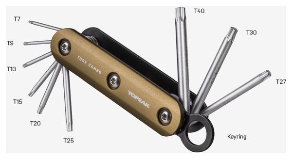 Topeak Torx Combo Multi Tool Zwart / Goud (9 Functies)