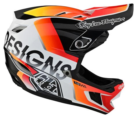 Troy Lee Designs D4 Composite Mips White/Orange Full Face Helmet