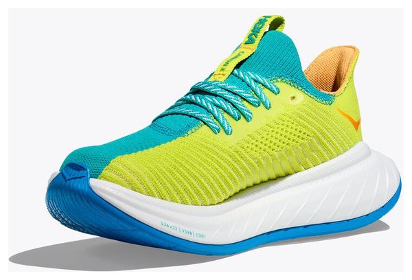 Hoka Carbon X 3 Blue Green Yellow Women's Running Shoes