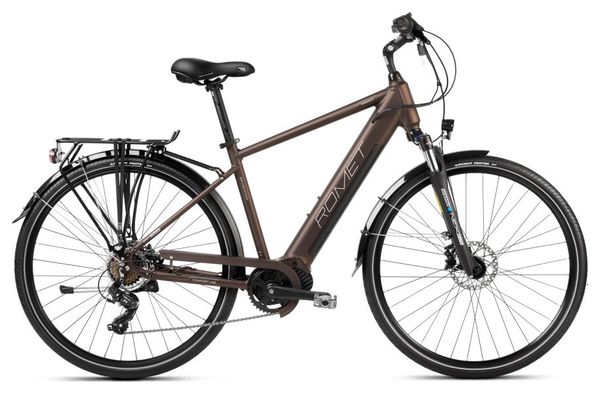 Vélo Trekking Electrique 28  - ROMET - Wagant 1 Moteur Central - MARRON FONCE