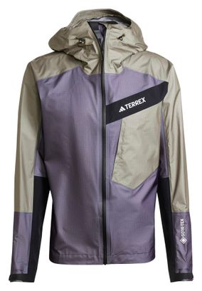 Adidas Terrex TRK GTX Khaki Violet Men's Waterproof Jacket