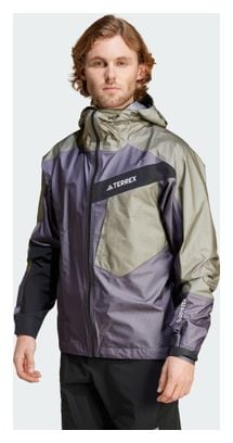 Adidas Terrex TRK GTX Khaki Violet Men's Waterproof Jacket