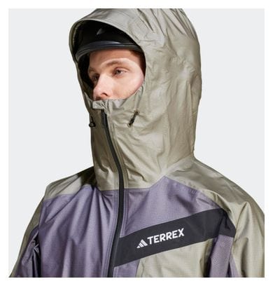 Veste imperméable Adidas Terrex TRK GTX Khaki Violet Homme