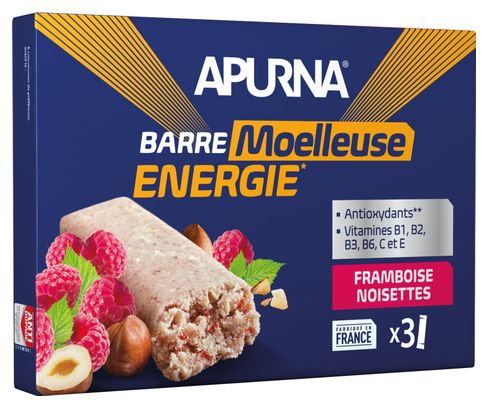 APURNA Energy Bar Raspberry Hazelnut Box 3x40g