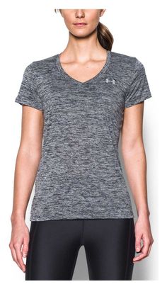 Under Armour Twist Tech Damen Kurzarmtrikot Grau Schwarz
