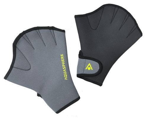 Aquasphere Neoprene Swimming Gloves Grey /Yellow