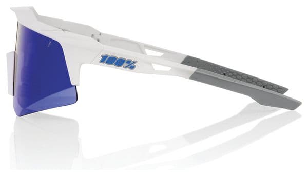 Lunettes 100% Speedcraft XS - Blanc Mat - Verres Miroir Bleu