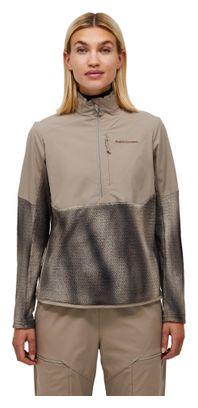Peak Performance Freelight AOP Polartec Alpha fleece met halve rits, beige, dames