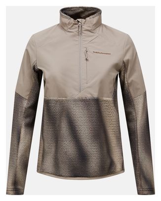 Peak Performance Freelight AOP Polartec Alpha fleece met halve rits, beige, dames
