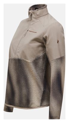 Peak Performance Freelight AOP Polartec Alpha fleece met halve rits, beige, dames