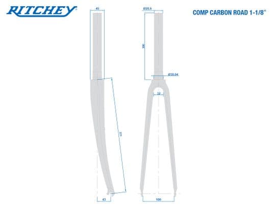 Fourche Route Ritchey 1-1/8'' COMP Carbon UD Matte