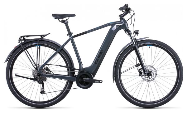 Cube Touring Hybrid One 500 Electric City Bike Shimano Alivio 9S 500 Wh 700 mm Grey Blue 2022