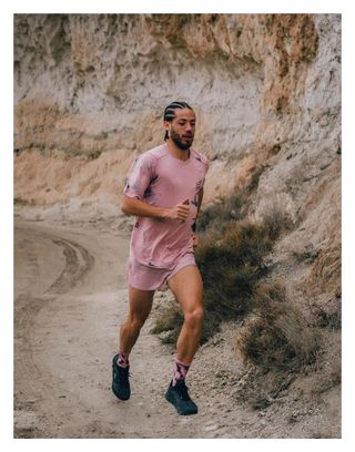 Camiseta de manga corta Compressport Performance «Eat My Dust!» rosa para hombre