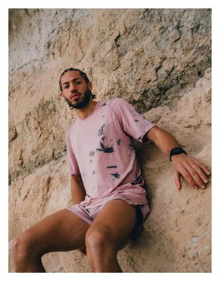 Camiseta de manga corta Compressport Performance «Eat My Dust!» rosa para hombre