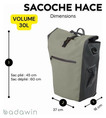 Sacoche de vélo 3en1 Hace Kaki 30L