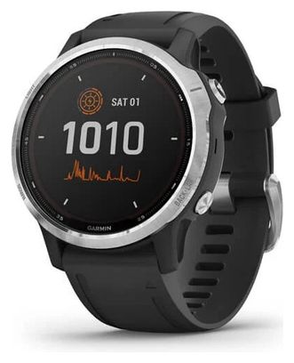 Garmin fenix 6S Solar GPS Reloj plateado con correa negra